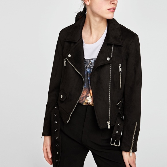 NWT Zara Faux Suede Moto Jacket